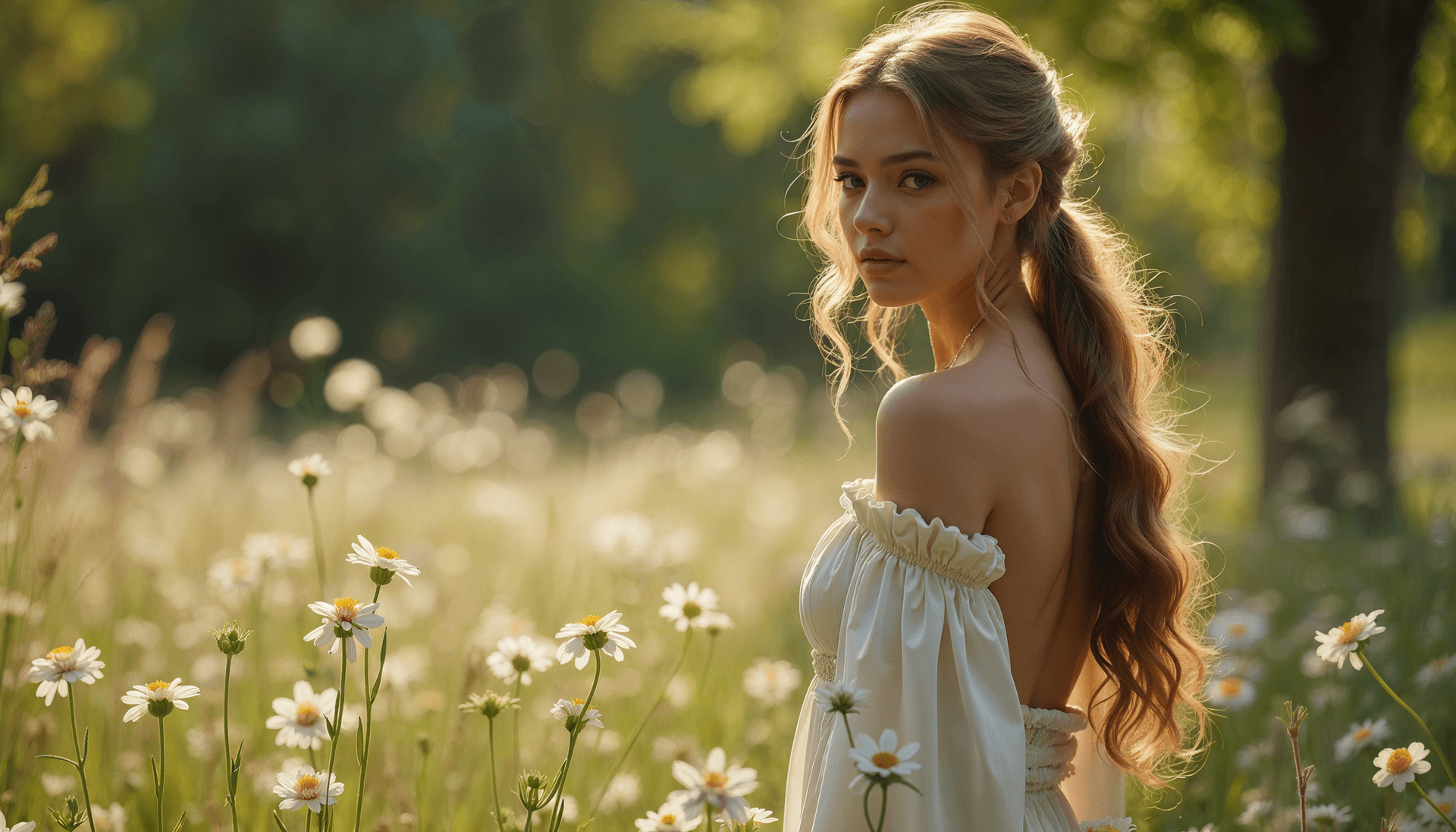 Best AI Image Generator A beautiful young woman standing in a field of daisies. | Ai ...