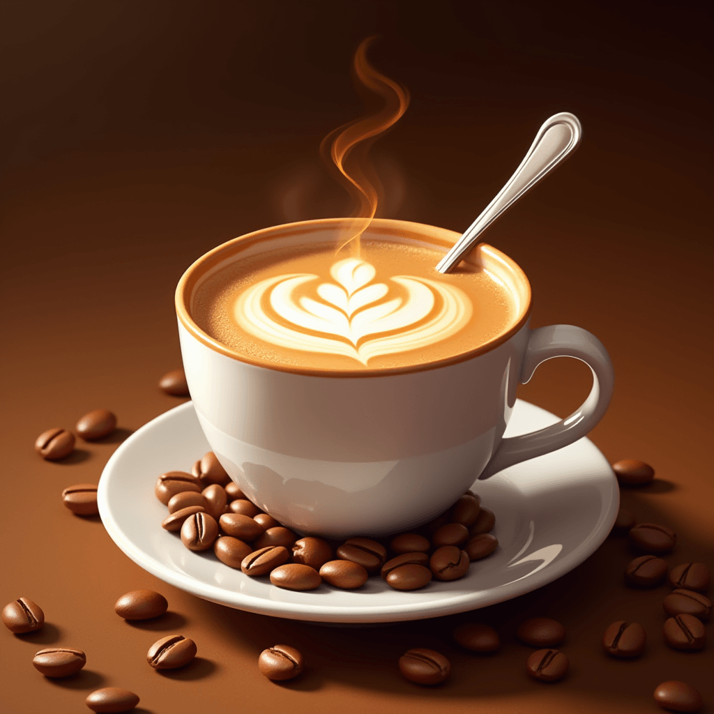 A close-up of a cup of coffee with a spoon in it. | Ai generated | CGDream
