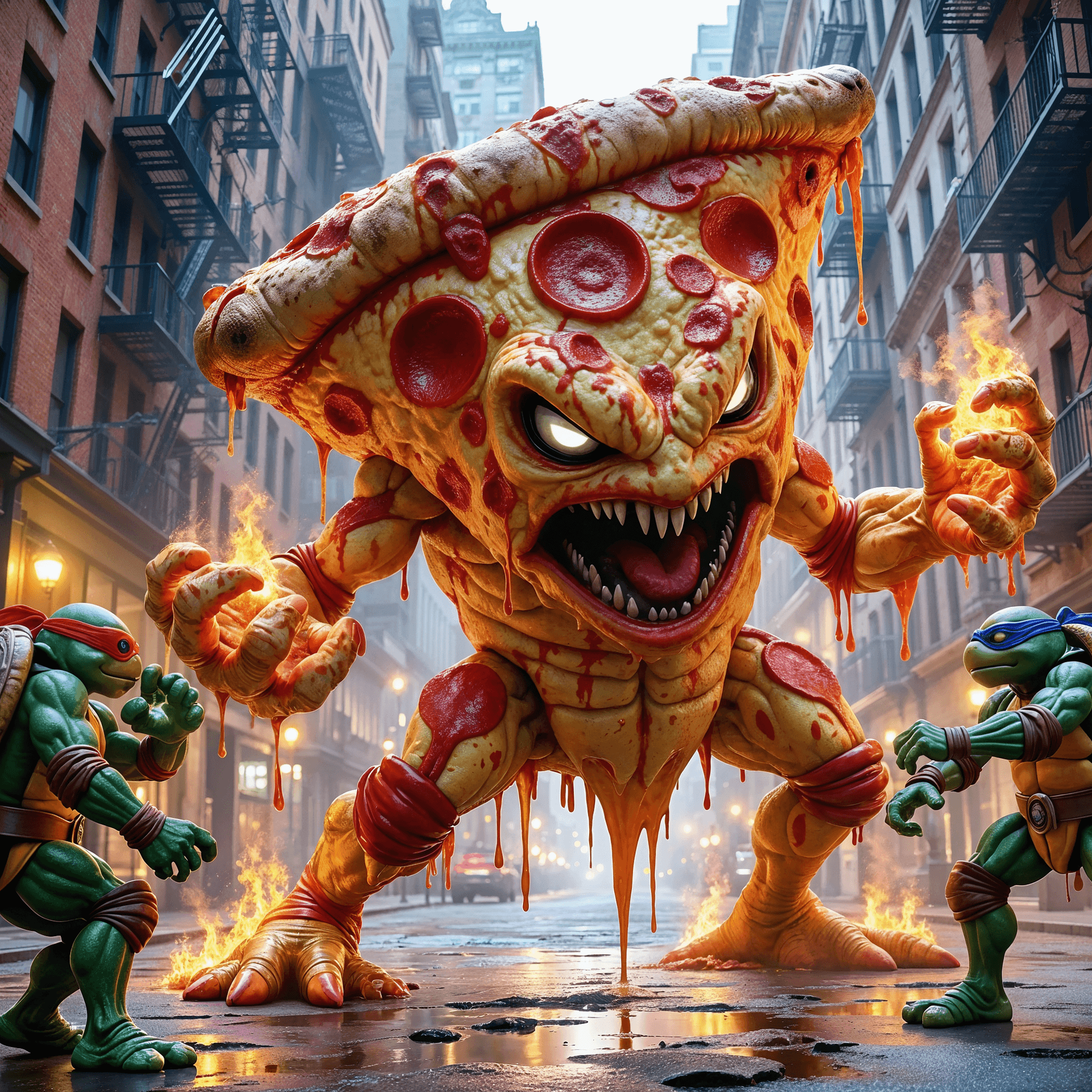 A Large, Menacing Pepperoni Pizza Monster Stands I | CGDream