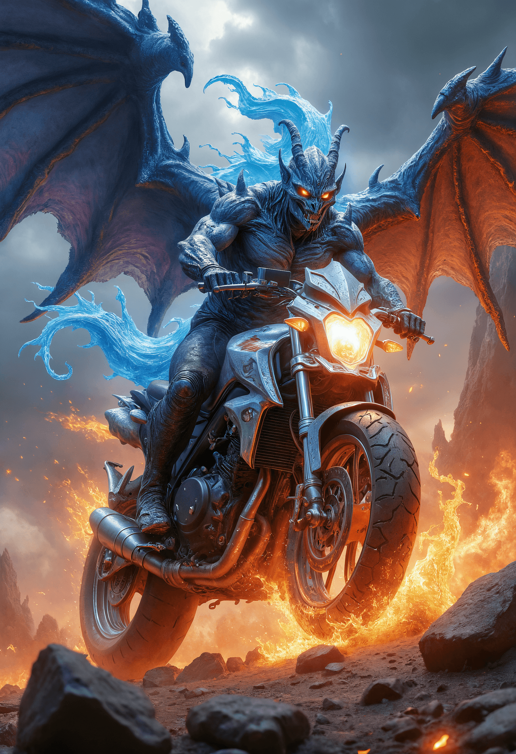 A 3D image of a demon riding a motorcycle. | Ai generated | CGDream