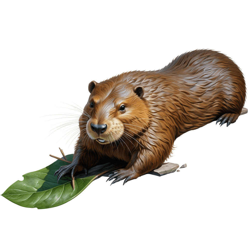An animated beaver laying on a green leaf. | Ai generated | CGDream